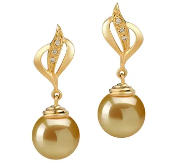 10-11mm AAA-Qualität Südsee Paar Ohrringe in The word \Damica\ does not have a direct translation in German as it appears to be a proper noun, possibly a name or a brand. It would remain unchanged in German text, simply written as \Damica\. Gold