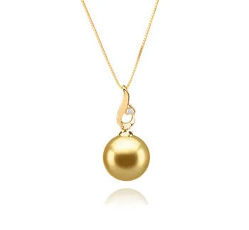 10-11mm AAA-Qualität Südsee Perlenanhänger in Darlene Gold