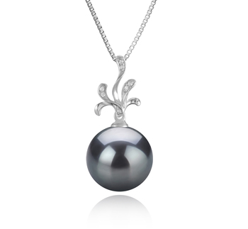 12-13mm AAA-Qualität Tahitisch Perlenanhänger in Ebenholz Schwarz