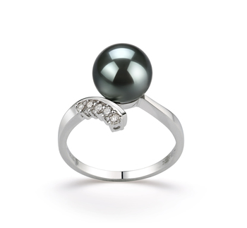 8-9mm AAA-Qualität Tahitisch Perlenringe in Gnade Schwarz