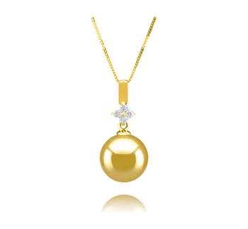 10-11mm AAA-Qualität Südsee Perlenanhänger in Hilda Gold