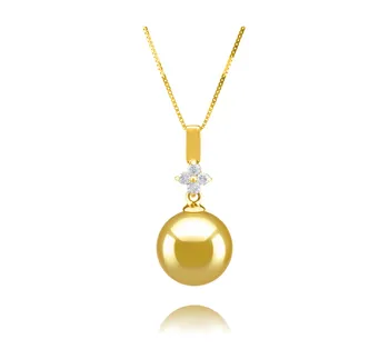 10-11mm AAA-Qualität Südsee Perlenanhänger in Hilda Gold