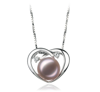 9-10mm AA-Qualität Süßwasser Perlenanhänger in Katie Heart Lavendel