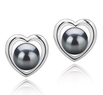 8-9mm AAA-Qualität Tahitisch Paar Ohrringe in Kimberly-Heart Schwarz