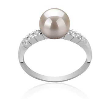 7-8mm AAA-Qualität Japanische Akoya Perlenringe in Marian Weiß