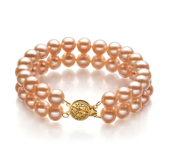 7-8mm AA-Qualität Süßwasser Armreifen in Maxima Rosa