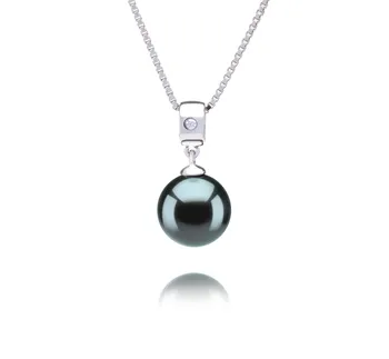 9-10mm AAA-Qualität Tahitisch Perlenanhänger in Nicole Schwarz