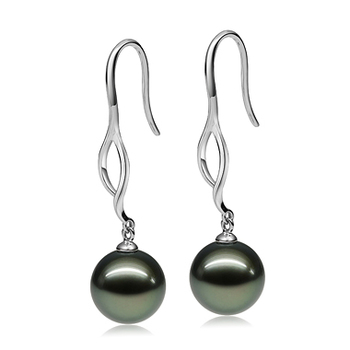 10-11mm AAA-Qualität Tahitisch Paar Ohrringe in Olivia Dangle Schwarz