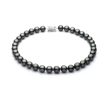 10.9-13.8mm AAA-Qualität Tahitisch Perlenhalskette in Schwarz