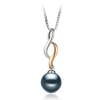 8-9mm AA-Qualität Japanische Akoya Perlenanhänger in Pennie Schwarz