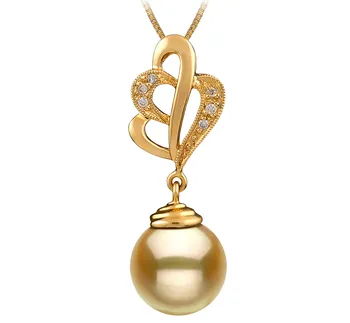 10-11mm AAA-Qualität Südsee Perlenanhänger in Besonnenheit Gold