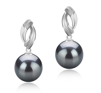 9-10mm AAA-Qualität Tahitisch Paar Ohrringe in Shamara Schwarz