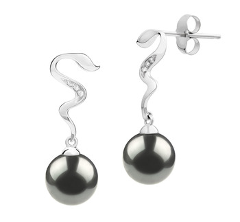 8-9mm AAA-Qualität Tahitisch Paar Ohrringe in Tamara Schwarz