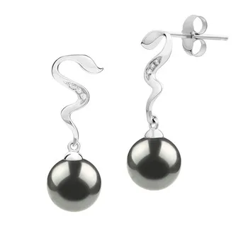 8-9mm AAA-Qualität Tahitisch Paar Ohrringe in Tamara Schwarz