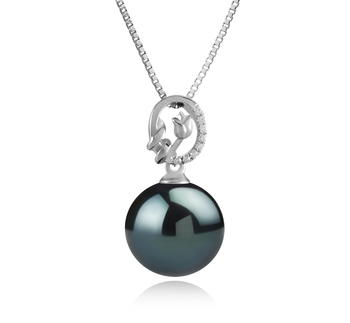 11-12mm AAA-Qualität Tahitisch Perlenanhänger in Trish Schwarz