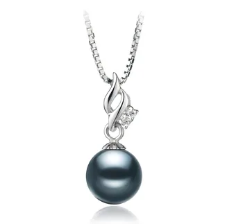 7-8mm AA-Qualität Japanische Akoya Perlenanhänger in Zalina Schwarz